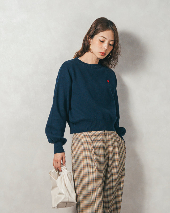 ［SET］スウェットライクロゴ刺繍ニット+Effortless チェックジャケット+Effortless チェックタックパンツ（3SET）