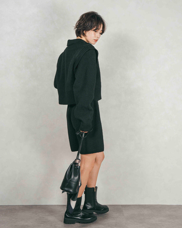 Cloudyメランジクロップドベスト (BLACK)