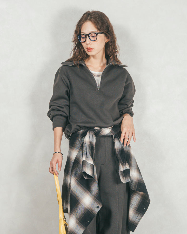 ［SET］裏起毛ハーフZipスウェット+Relax 裏起毛カーブパンツ（2SET）