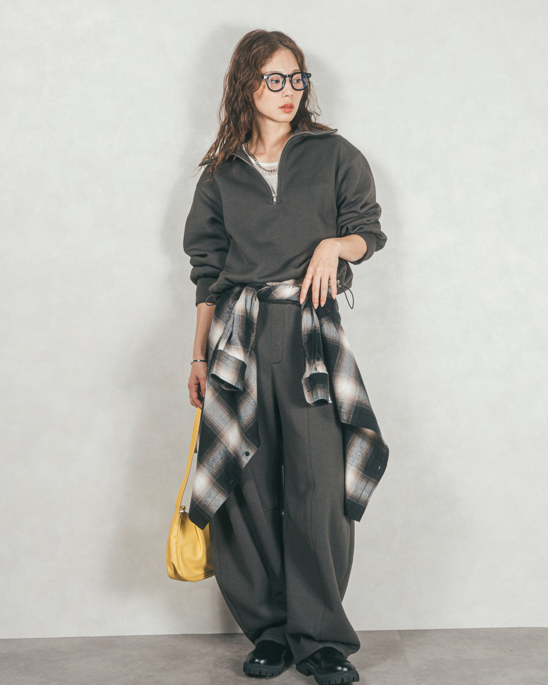 Relax 裏起毛カーブパンツ（BLACK)