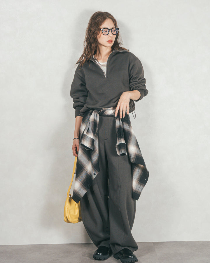 Relax 裏起毛カーブパンツ（BLACK)