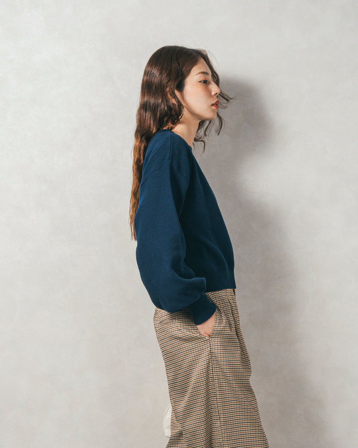 ［SET］スウェットライクロゴ刺繍ニット+Effortless チェックジャケット+Effortless チェックタックパンツ（3SET）