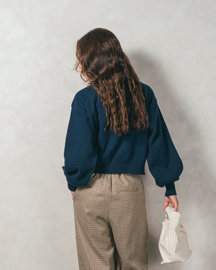 ［SET］スウェットライクロゴ刺繍ニット+Effortless チェックジャケット+Effortless チェックタックパンツ（3SET）