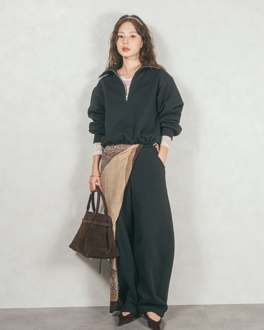 ［SET］ハーフZipスウェット+Relax カーブパンツ（2SET）