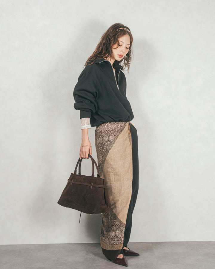 裏起毛ハーフZipスウェット (BLACK)