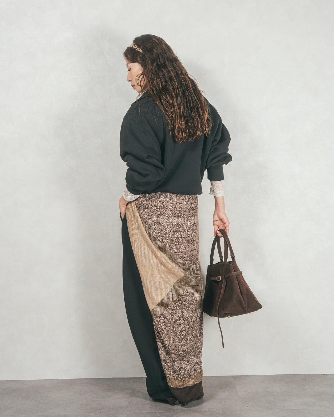 裏起毛ハーフZipスウェット (BLACK)