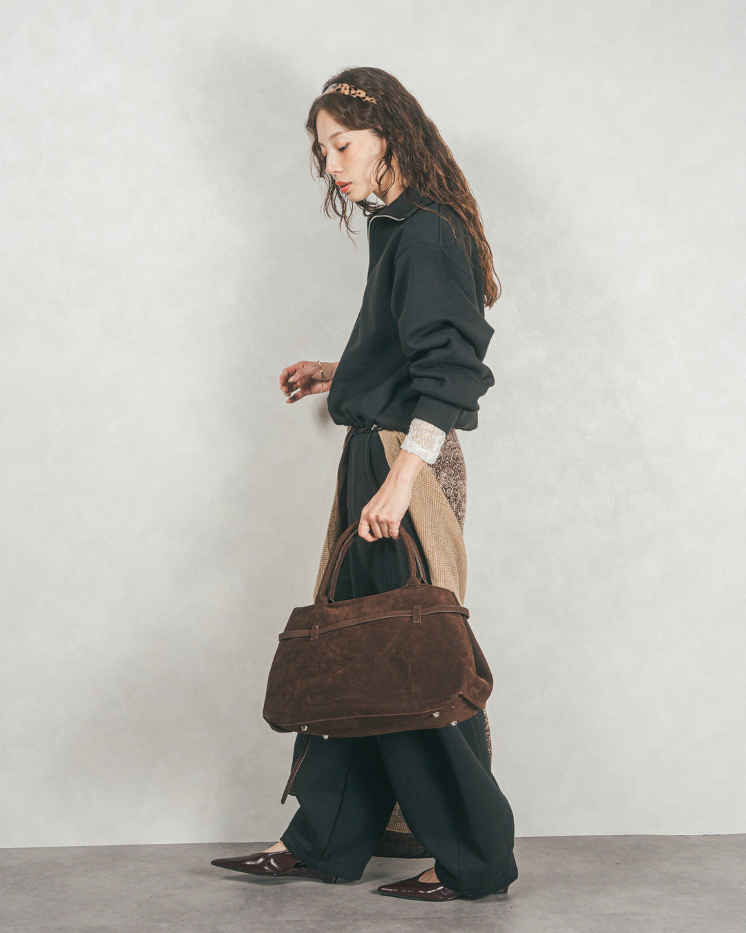 裏起毛ハーフZipスウェット (BLACK)