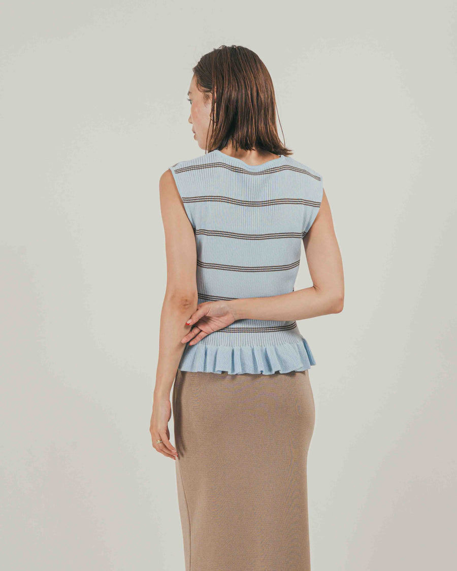 ［SET］Rib Border フリルニット + Relax Knit ストレートスカート（2SET）