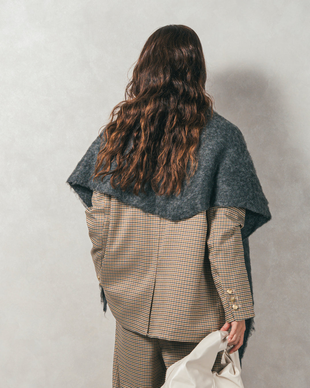 ［SET］スウェットライクロゴ刺繍ニット+Effortless チェックジャケット+Effortless チェックタックパンツ（3SET）