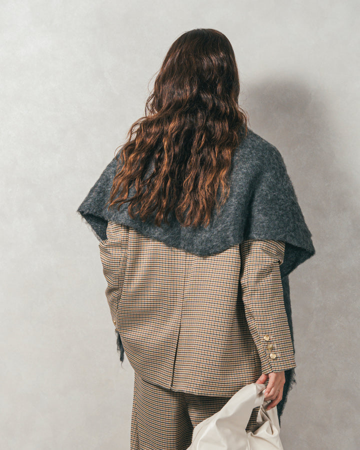 ［SET］スウェットライクロゴ刺繍ニット+Effortless チェックジャケット+Effortless チェックタックパンツ（3SET）