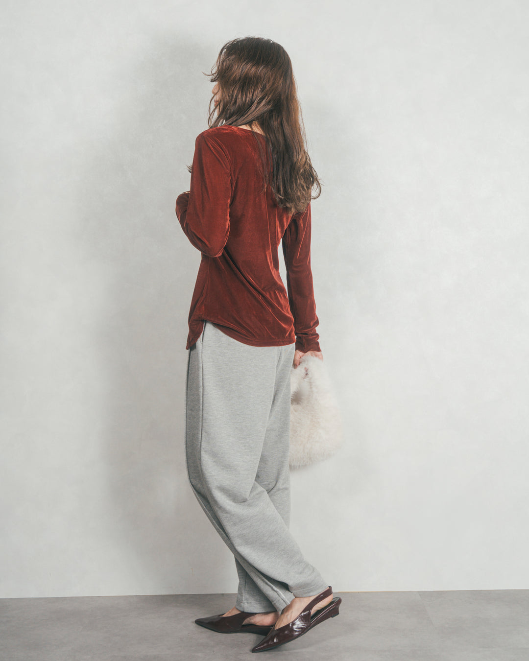 ［SET］ベロア Vネックカーディガン+2-Way ウェーブデザインスウェットパンツ（2SET）