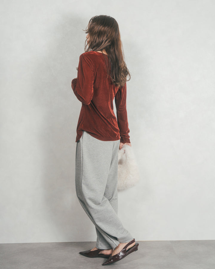 ［SET］ベロア Vネックカーディガン+2-Way ウェーブデザインスウェットパンツ（2SET）