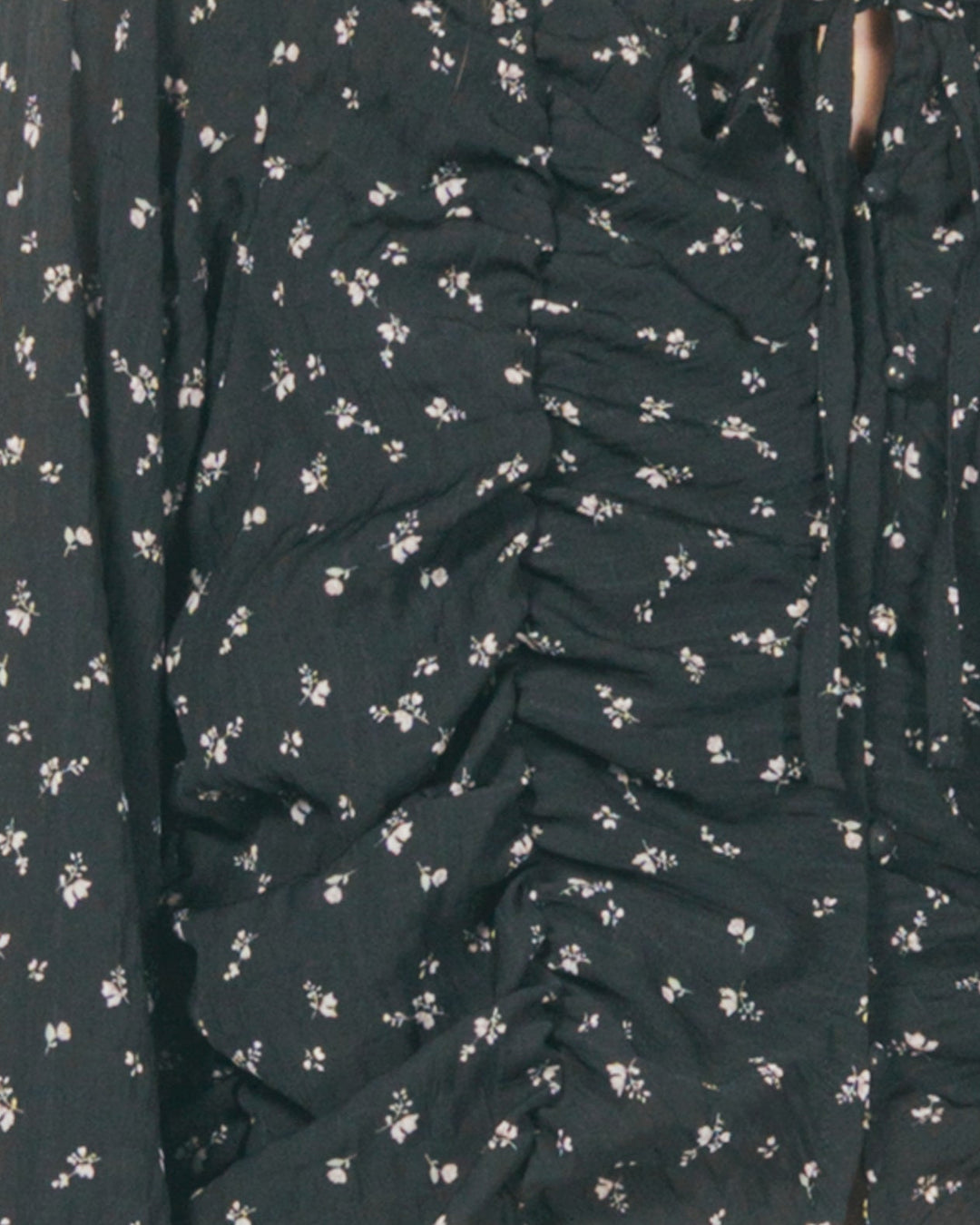 ［SET］Flowerプリントフリルブラウス+センターシーム リラックスワイドデニム（2SET）