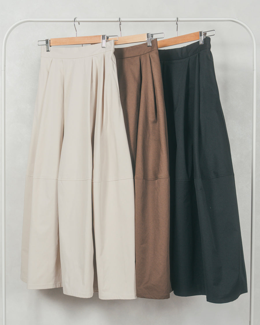 ［SET］【2枚SET】チュールシャーリングトップス＆リブトップス+コクーンシルエットロングスカート（2SET）