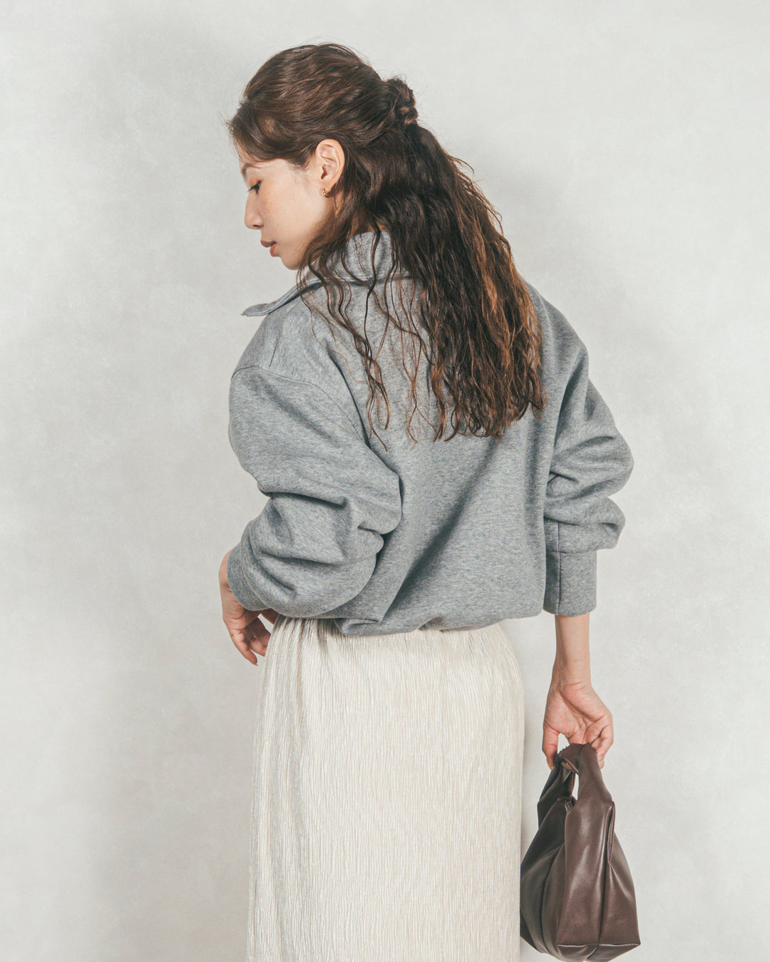 裏起毛ハーフZipスウェット (GRAY)