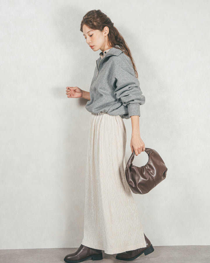 ［SET］裏起毛ハーフZipスウェット+ベロアNarrowスカート（2SET）