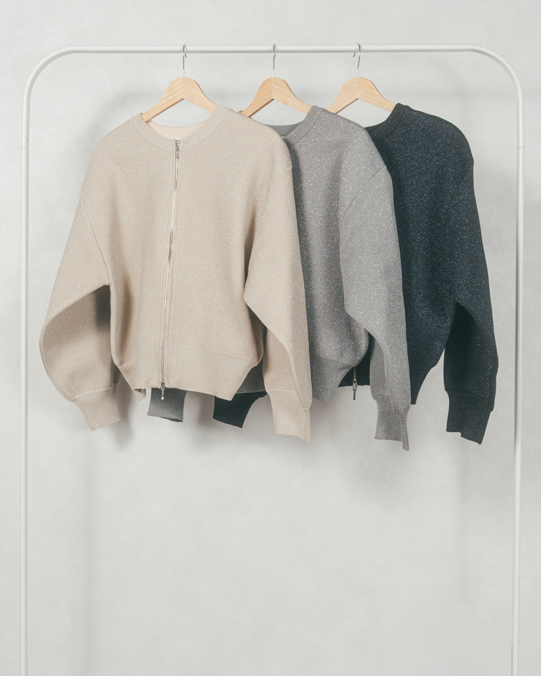 ラメニットzipカーディガン (GLITTER GOLD)