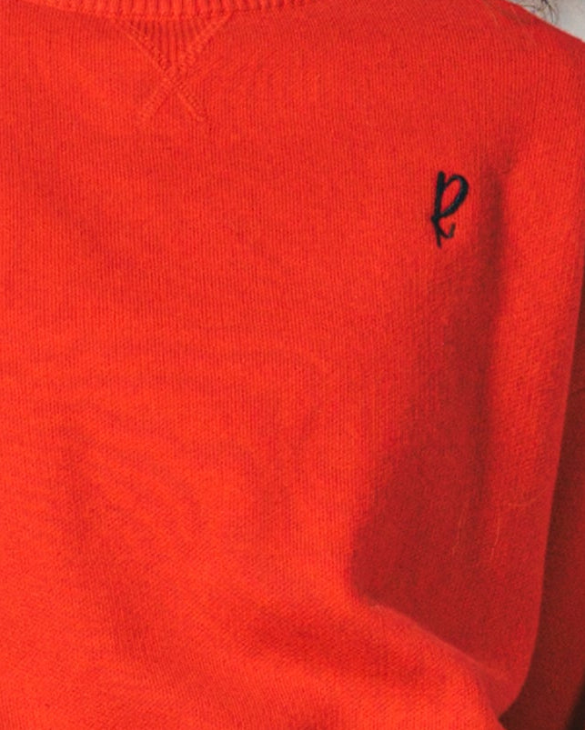 ［SET］スウェットライクロゴ刺繍ニット+Relax 裏起毛カーブパンツ（2SET）