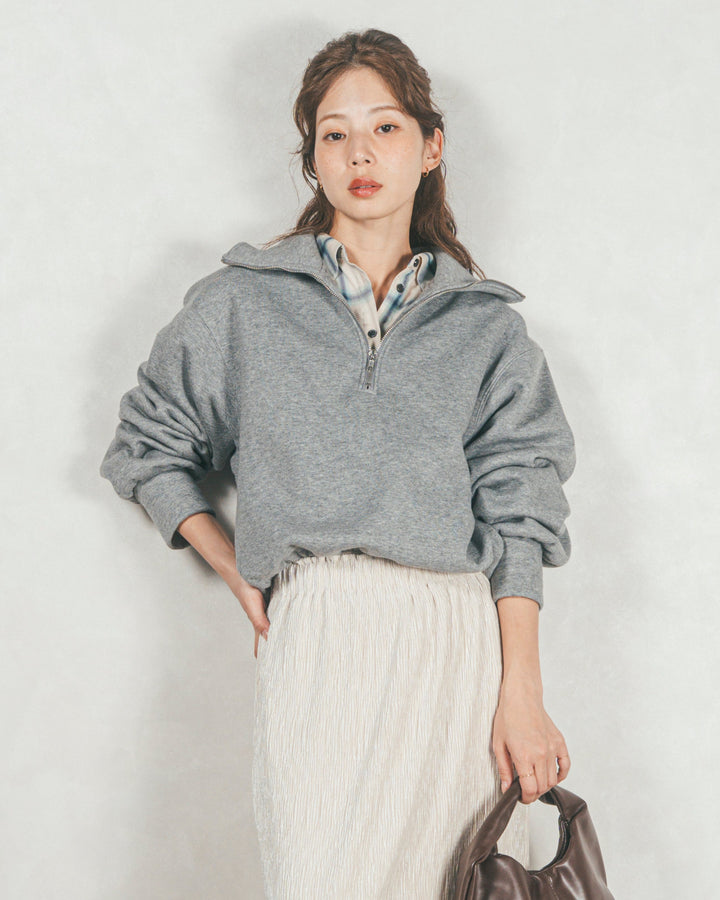 裏起毛ハーフZipスウェット (GRAY)