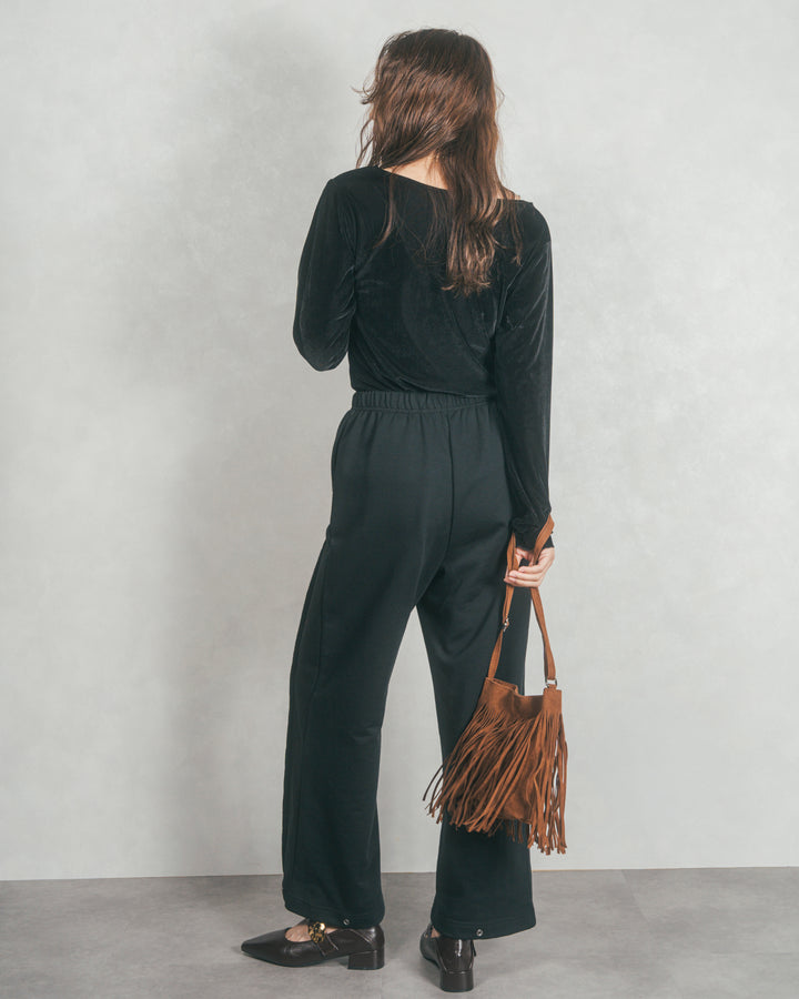 ［SET］ベロア Vネックカーディガン+2-Way ウェーブデザインスウェットパンツ（2SET）