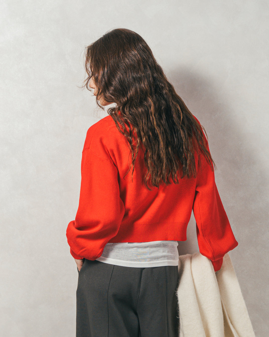 ［SET］スウェットライクロゴ刺繍ニット+Relax 裏起毛カーブパンツ（2SET）