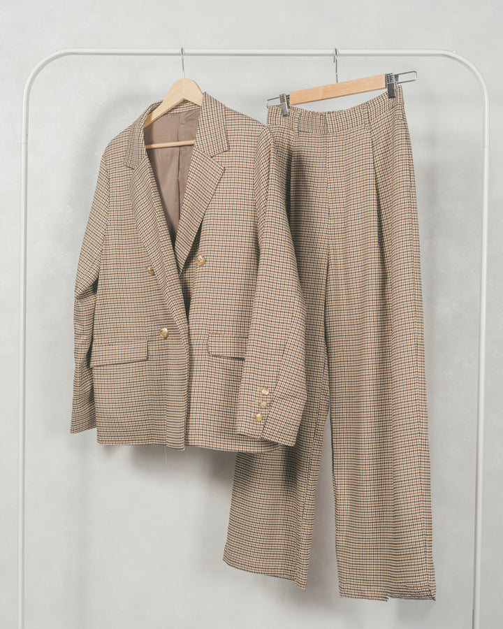 ［SET］Effortless チェックジャケット+Effortless チェックタックパンツ（2SET）