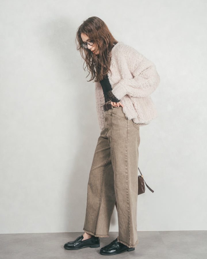 ファーニットLuxeカーデコート (OFF BEIGE)