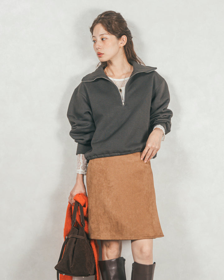 裏起毛ハーフZipスウェット (CHARCOAL GRAY)