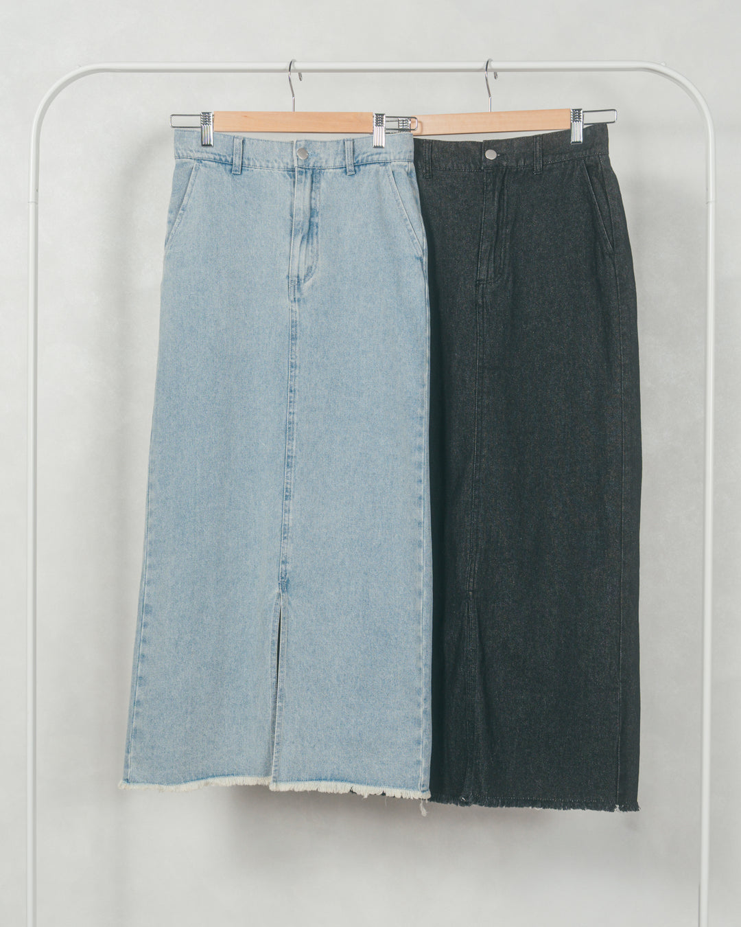 ［SET］テディボア Middleコート+フロントスリット Iラインデニムスカート（2SET）