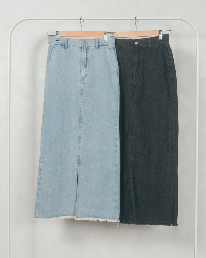 ［SET］テディボア Middleコート+フロントスリット Iラインデニムスカート（2SET）