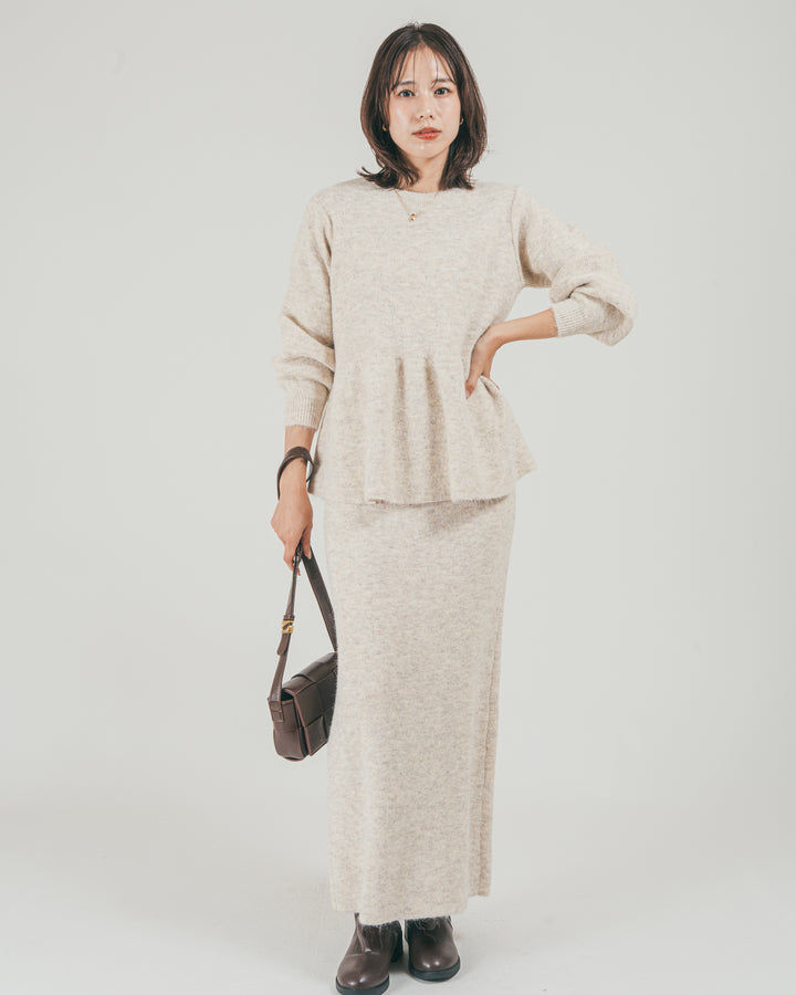 ［SET］モヘア Peplumニット + モヘア Narrowニットスカート（2SET）