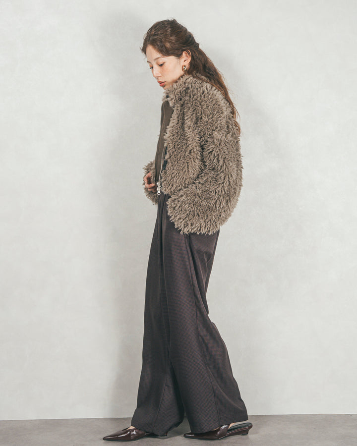 メランジチェックStraightパンツ (BROWN)