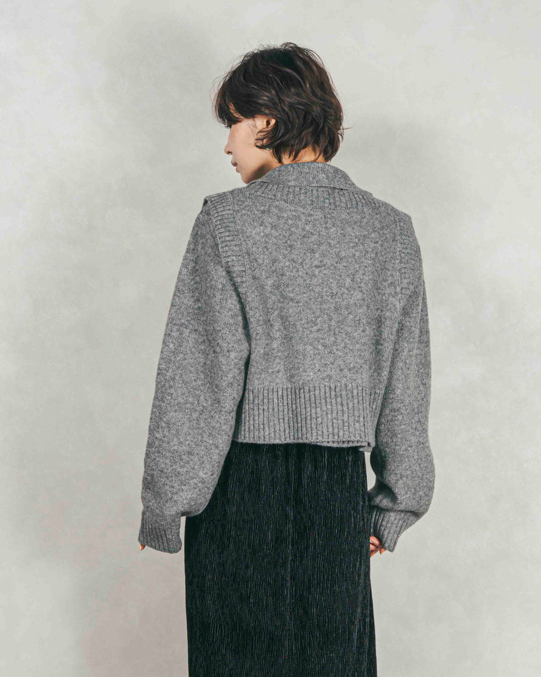 Cloudyメランジクロップドベスト (GRAY)