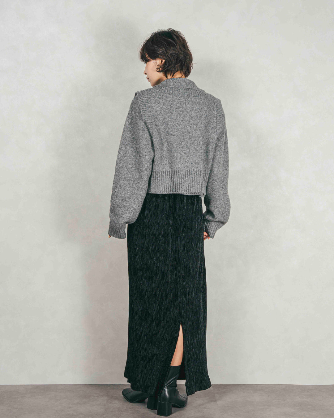 Cloudyメランジクロップドベスト (GRAY)