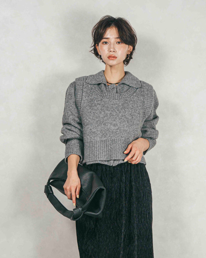 Cloudyメランジクロップドベスト (GRAY)