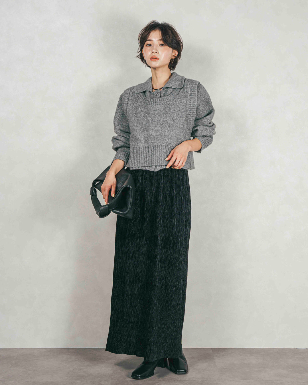 Cloudyメランジクロップドベスト (GRAY)