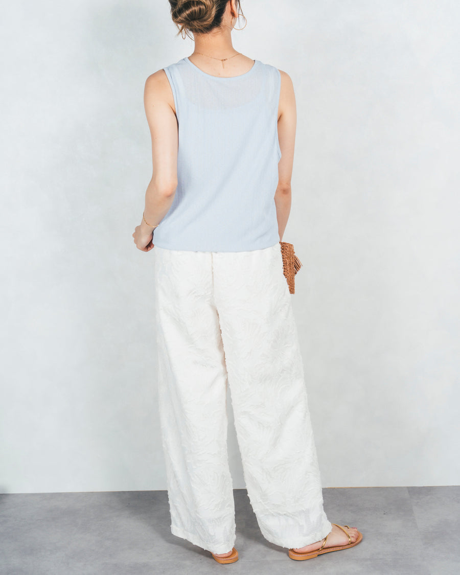 ［SET］2-Way バルーンヘムキャミタンク+フリンジジャガードリラックスパンツ（2SET）
