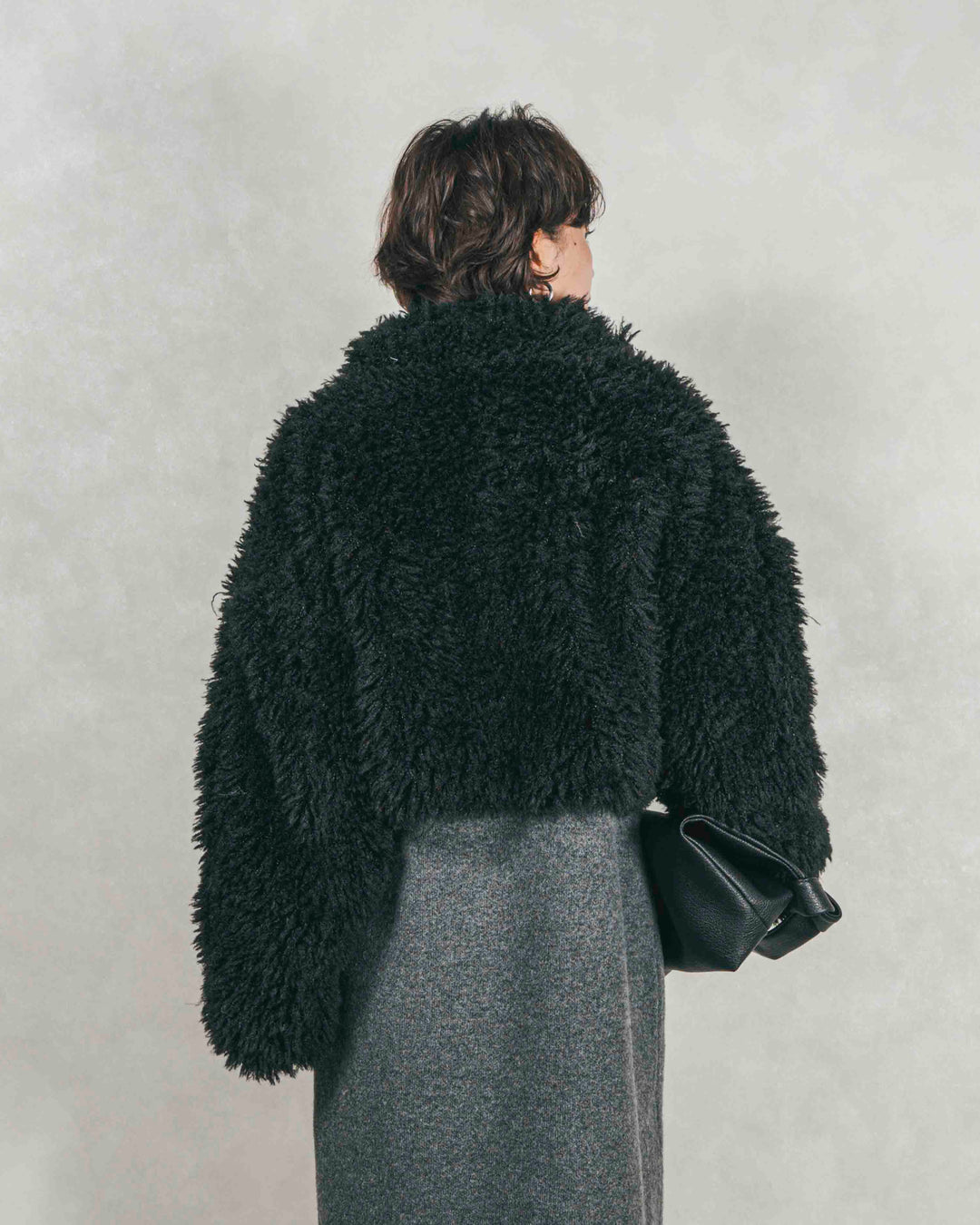 ［SET］プードルボアZipショートコート+メランジKnitロングワンピース（2SET）