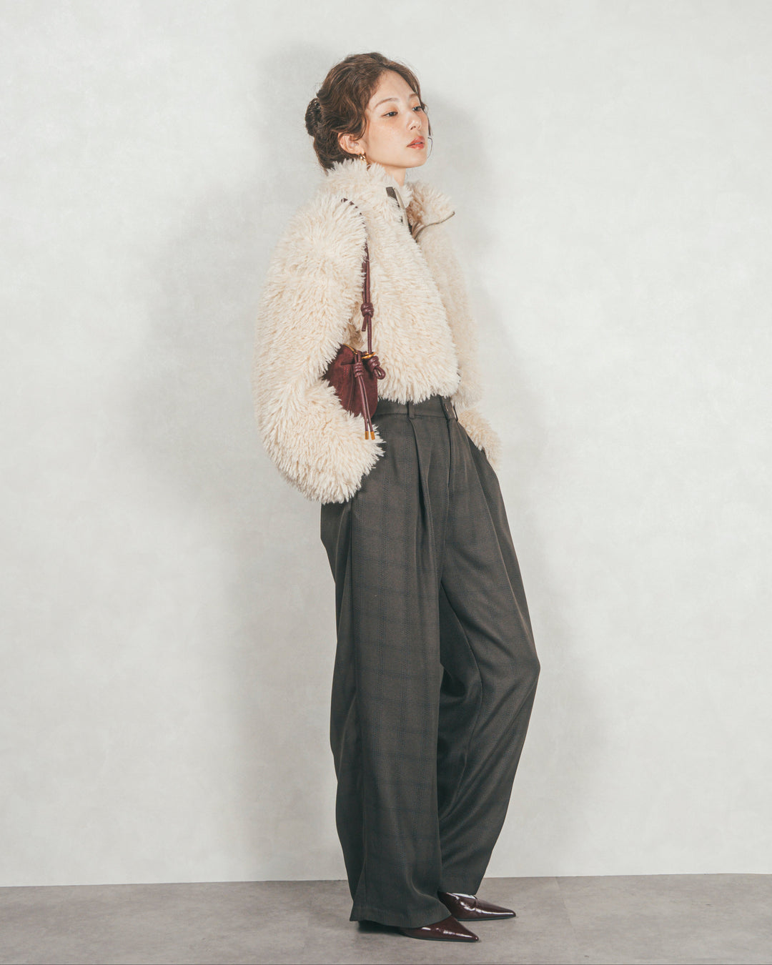 プードルボアZipショートコート (ECRU)