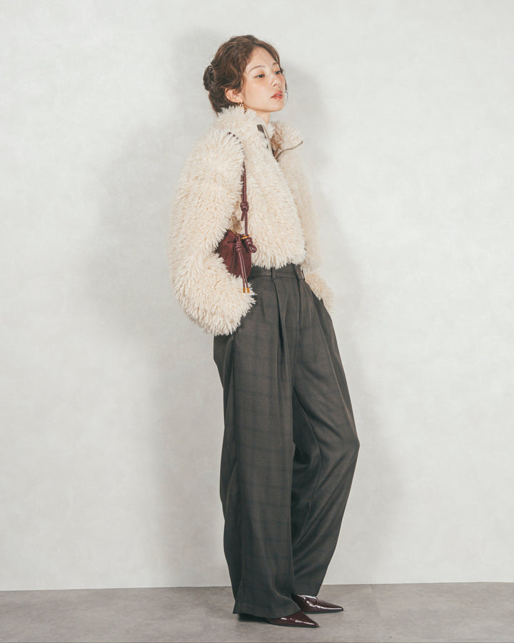 プードルボアZipショートコート (ECRU)