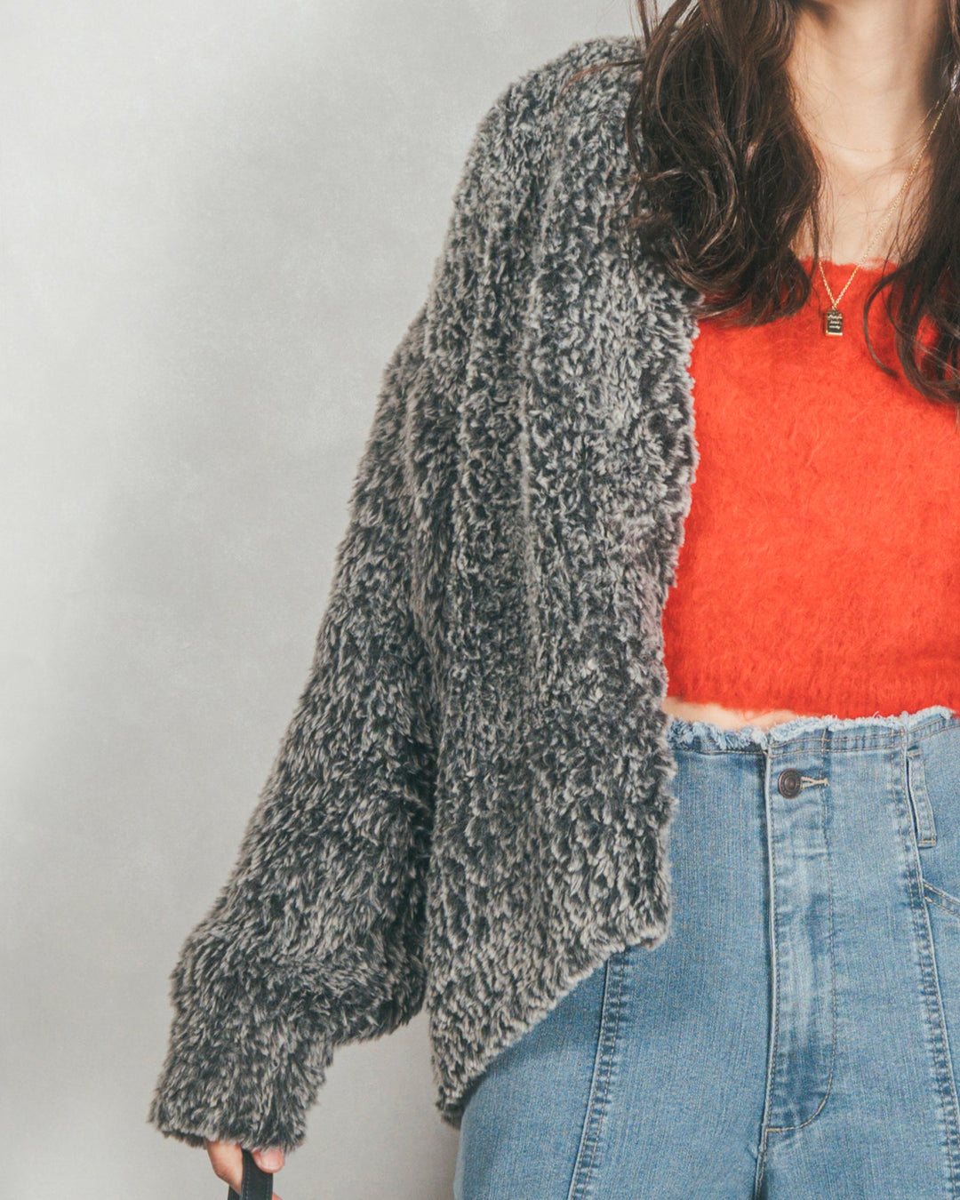 ファーニットLuxeカーデコート (MIX GRAY)