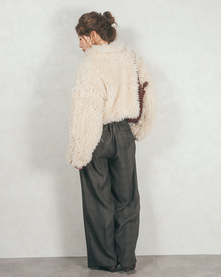 メランジチェックStraightパンツ (CHARCOAL)