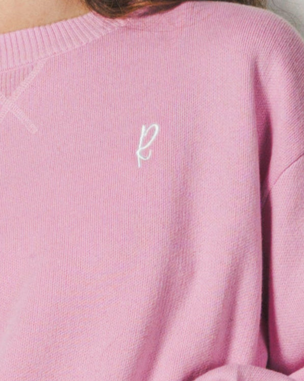 ［SET］スウェットライクロゴ刺繍ニット+Relax 裏起毛カーブパンツ（2SET）