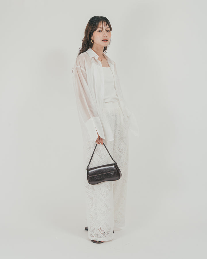 ［SET］Clear Sheer オーバーシャツ + Blockレース　ストレートパンツ（2SET）