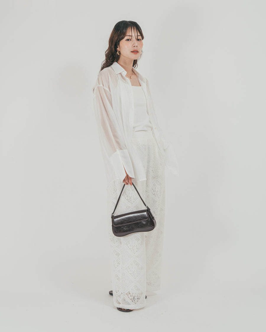 ［SET］Clear Sheer オーバーシャツ + Blockレース　ストレートパンツ（2SET）