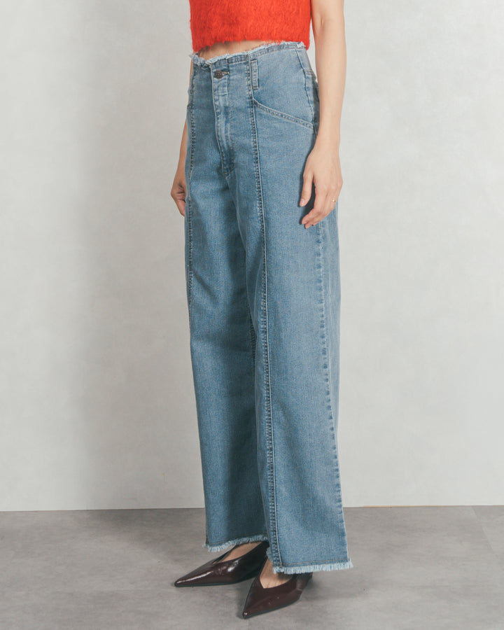 センターシーム リラックスワイドデニム (BLUE)