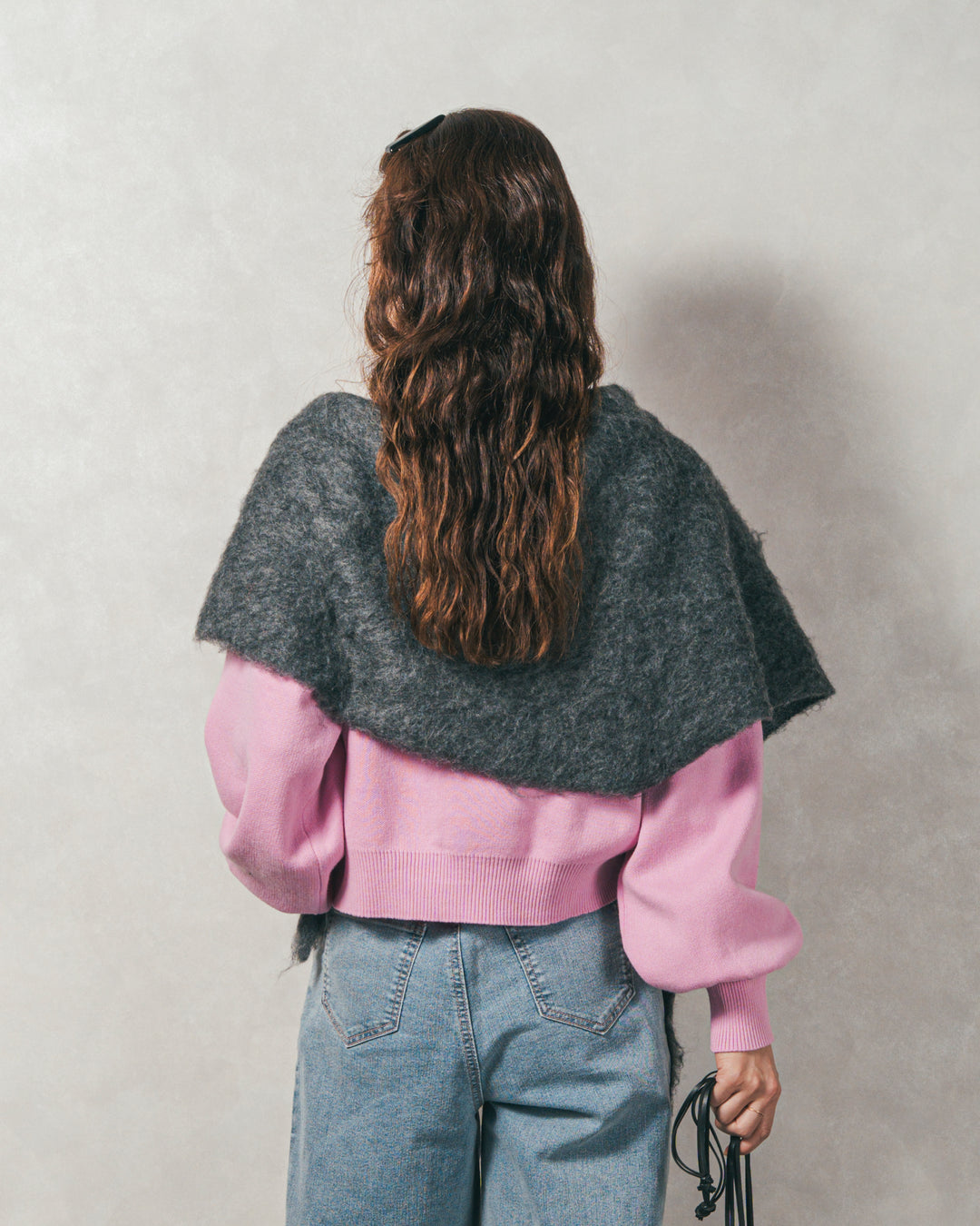 スウェットライクロゴ刺繍ニット (PINK)