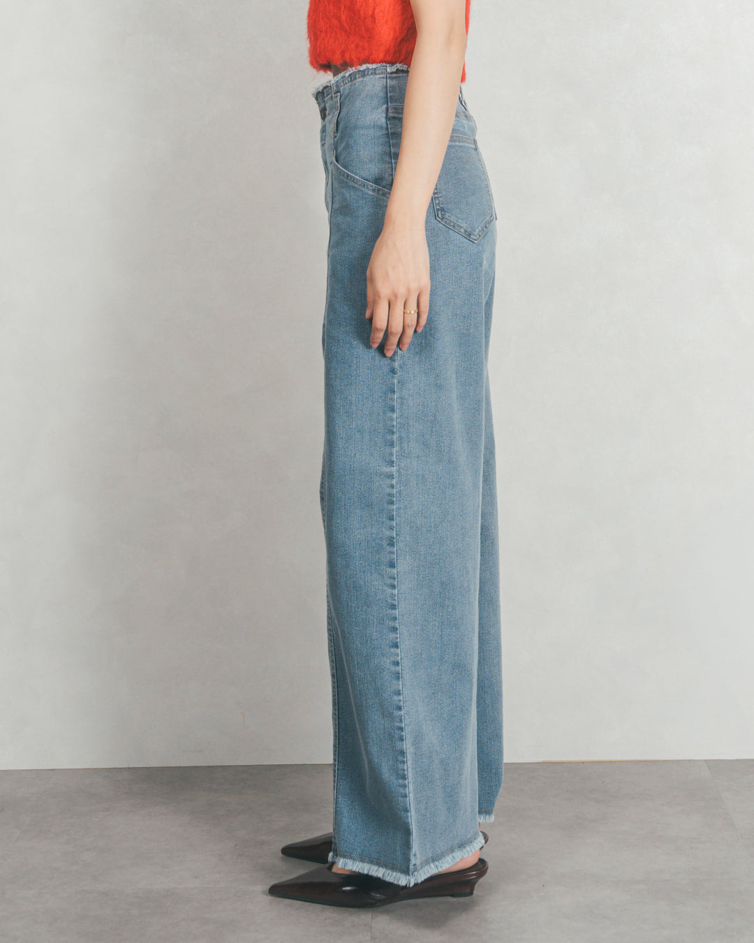 センターシーム リラックスワイドデニム (BLUE)