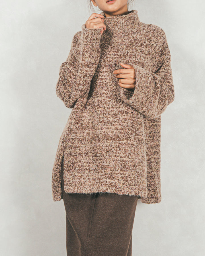 ブークレMix ハイネックニット (BEIGE)