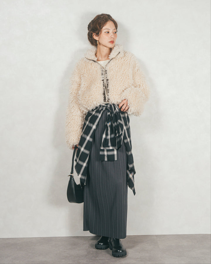 プードルボアZipショートコート (ECRU)